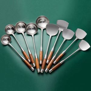Good Quality Chef Tools Stainless Steel Turners with Rosewood Handle Soup Ladle Spoon Spatula Kitchen Cooking Tool - Product Image 4