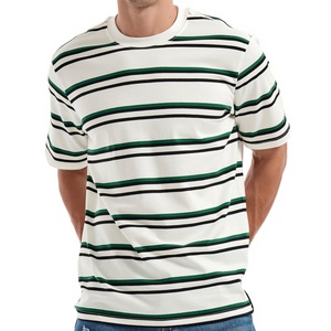 T-shirt tendance pour homme à rayures, col rond, coupe oversize, 160/300 grammes, 100% coton, impression par sublimation, coupe classique, OEM/ODM - Product Image 1
