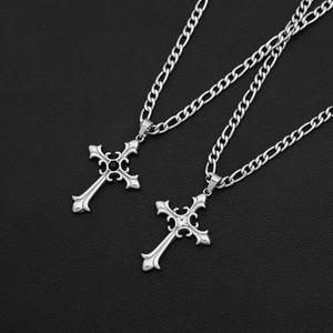 Hot Selling Niche Design <b>Titanium</b> Steel Cross Pendant Necklace Hiphop Style Silver Plated Men's Necklaces Wholesale Jewelry - Product Image 2