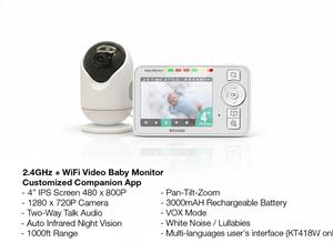 Caméra pour chien sans fil KT-418W avec écran IPS de 4 pouces, 2,4 GHz, avec moniteur, WiFi nécessaire, détection de mouvement PTZ à 360° pour chats et chiens - Product Image 3