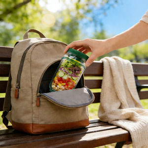 New Food Grade <b>Plastic</b> Portable Leakproof Salad Pod <b>Jar</b> Seasoning Layer <b>Mason</b> <b>Jar</b> With Lid - Product Image 5