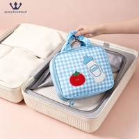 Sac de rangement pour maquillage portable transparent personnalisé avec logo pour femmes, grande capacité, sac de maquillage mignon