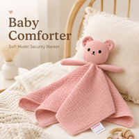 Adorable couverture doudou en coton biologique pour nouveau-né, motif animal, rembourrée en coton PP, multicolore, en stock, jouet pour bébé