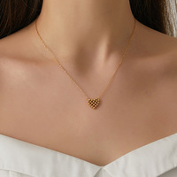 Collar de Oro de 18k al por Mayor con Cuentas Simples, Pequeñas Bolas Doradas, Bonito Colgante de Corazón, Acero Inoxidable de Titanio, Impermeable, para Adolescentes