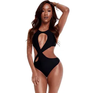 Maillot de bain 2024 fashion slim women sexy one piece black backless bodysuit trikini swimwear swimsuit