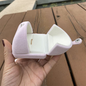 Boîte à bijoux de luxe personnalisée ensemble complet emballage Bracelet boucle d'oreille collier bague boîte à bijoux en velours rose avec Logo - Product Image 1