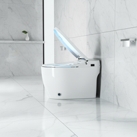 Toilette intelligente moderne noire allongée de luxe de style japonais, à poser au sol, avec télécommande, siège chauffant et chasse d'eau automatique à capteur