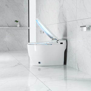 <span class=keywords><strong>Toilette</strong></span> intelligente moderne noire allongée de luxe de style japonais, à poser au sol, avec télécommande, siège chauffant et chasse d'eau automatique à capteur - Product Image 1