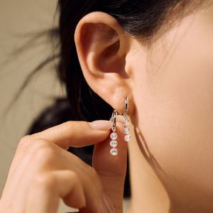 Dylam Dainty Exclusive Fine Jewelry 925 <b>Silver</b> Dangle 5A Cubic Zirconia Tassel <b>Clip</b>-on Hoop Earrings for Women Daily Wear - Product Image 2