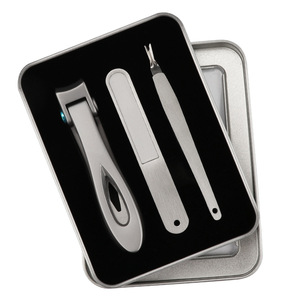 Stainless Steel Nail Clippers Set With <b>File</b> And Cuticle Pusher Portable Manicure Tools For Adults In Case - Product Image 1