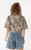Chaqueta Ligera Mini Camuflada Personalizada para Mujer 2026, Chaqueta Utilitaria de Manga Corta con Estampado Verde Gris, Chaqueta Casual Vintage OEM/ODM