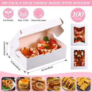 Boîte en papier donuts de boulangerie à emporter avec impression personnalisée avec fenêtres