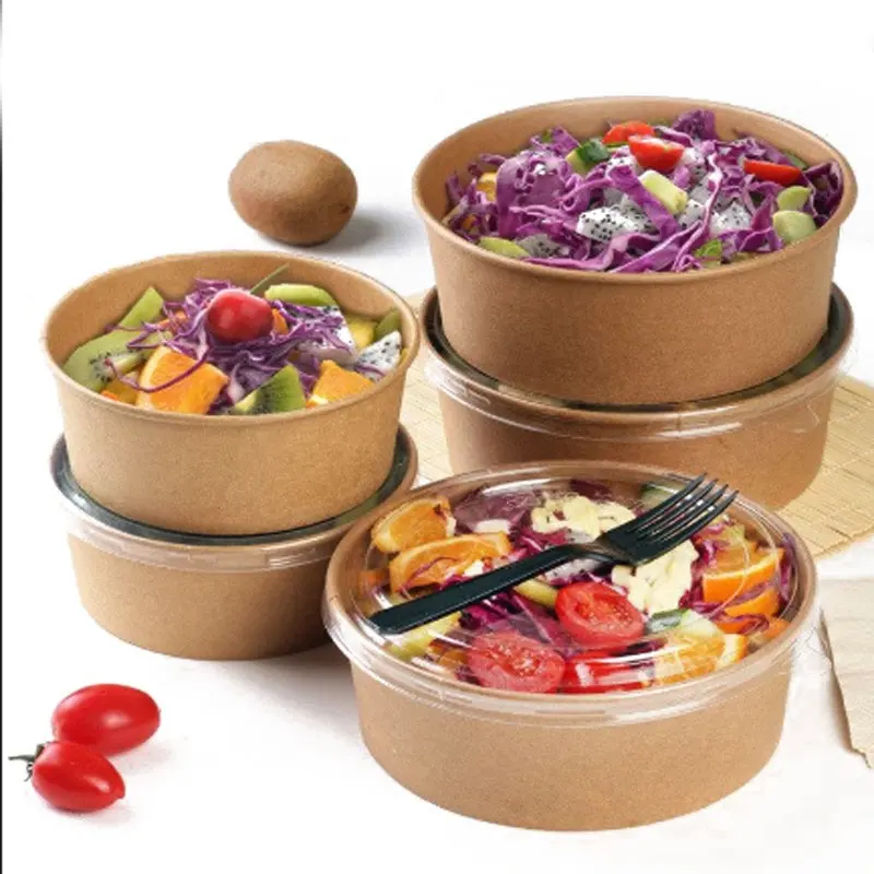 SR RTS 300個36オンス1090ミリリットルBrown Hot Food Container Manufacturers Of Disposable Lunch Kraft Salad Paper Bowl For Fruit