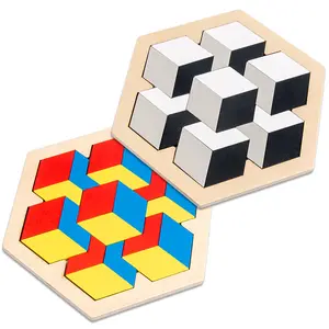 热卖儿童蒙特梭利juguetes拼图3d木制拼图儿童教育游戏神奇七巧板拼图