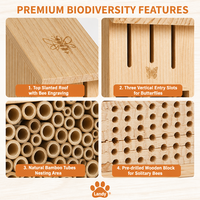 Maison pour oiseaux en bois personnalisée avec logo, hôtel à insectes en pin naturel, nid d'abeilles avec tubes en bambou pour la décoration de jardin (vente en gros)