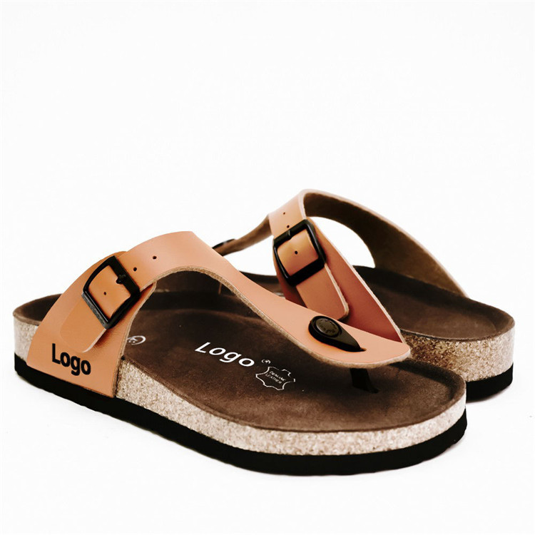 2021 Casual Flat Heels Beach Slipper Buckle Men Slides Sandals Cross Strap Open Toe Cork Slippers