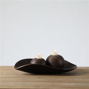Commercio all'ingrosso Home Decor Tealight candeliere decorazione della tavola <span class=keywords><strong>portacandele</strong></span> in resina con <span class=keywords><strong>vassoio</strong></span> - Product Image 2