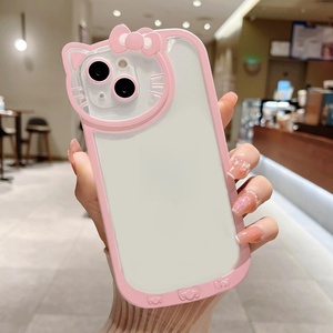 Funda transparente para teléfono con diseño de gatos de dibujos animados, estilo moderno y lindo, con espejo de KT en la parte trasera, para iPhone 11, 12, 13 Pro Max, 14 Plus, 15, 17 - Product Image 2