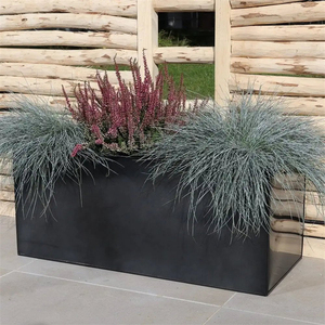 Jardinière carrée en métal noir robuste, acier de qualité supérieure, utilisation en patio et en jardin, utilisable toute l'année, conception empilable, OEM ODM personnalisable - Product Image 3