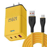 Chargeur mural pour téléphone portable avec prise EU US UK 120W 3 ports USB Type-C PD OTP à charge rapide
