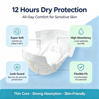 Couches jetables pour bébés sous marque privée, ultra douces, respirantes, forte absorption, anti-fuites, couches pour nourrissons, personnalisables OEM ODM