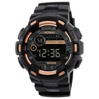 Jam Tangan Digital Kamuflase Pria Merk HONHX, Jam Tangan Elektronik Outdoor Pria dengan Tanggal, Tahan Air, Olahraga, LED