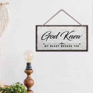 Letrero Colgante de Madera Vintage, Placa Rústica para Pared con la Frase 'Dios Sabía que <span class=keywords><strong>mi</strong></span> Corazón Necesitaba Tu Presencia', Decoración para Puerta Principal del Hogar, Etiqueta Colgante de Madera para Puerta - Product Image 3