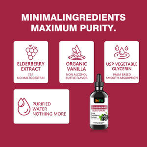 Gouttes liquides de sureau de marque personnalisée adaptées au soutien immunitaire quotidien des femmes et des hommes Teinture à base de plantes Supplément de sureau - Product Image 3