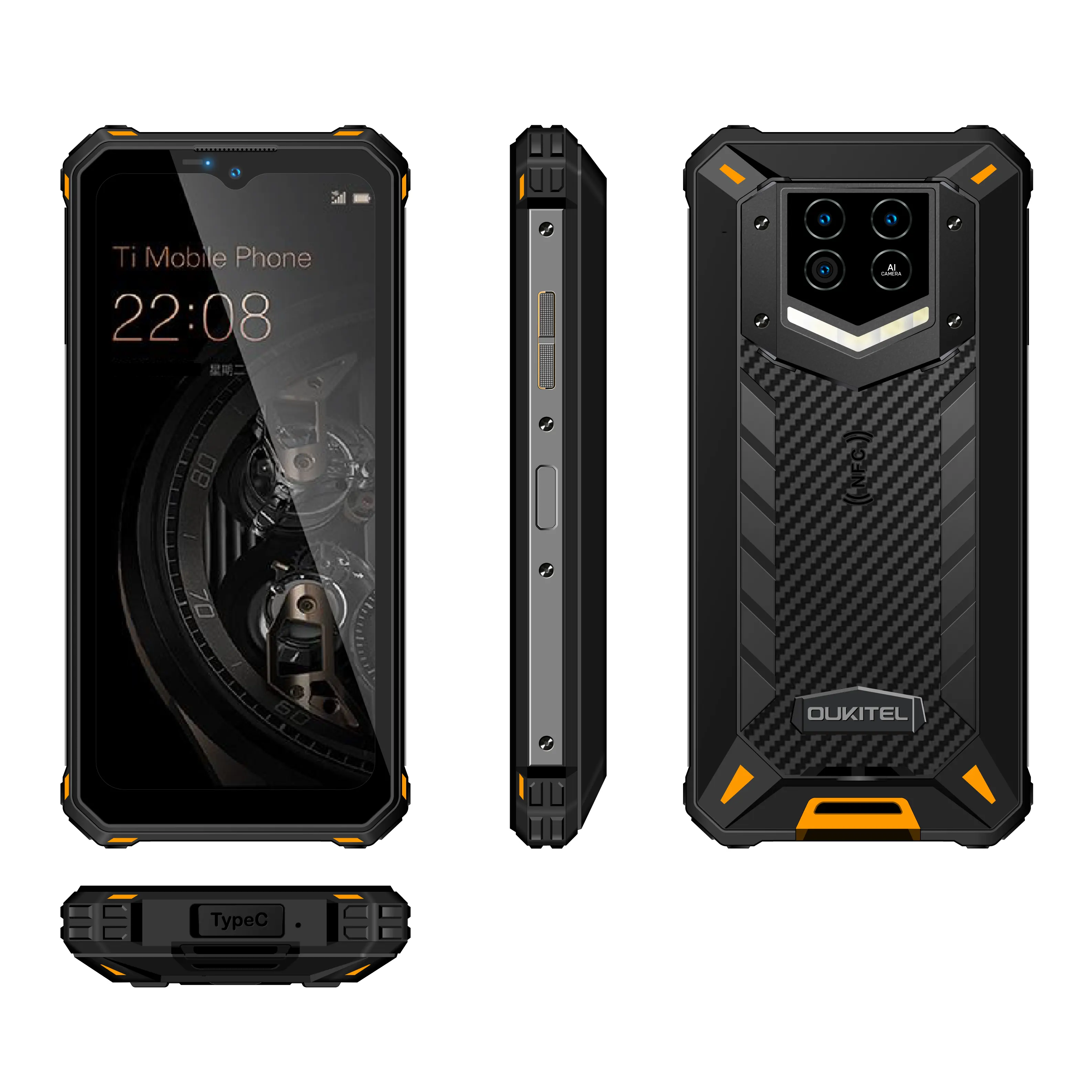 Global Version Oukitel Wp15 6.5"HD+ Smartphone Android 11 Octa Core 15600mAh 48MP Camera 8GB 128GB Rugged NFC Mobile Phone