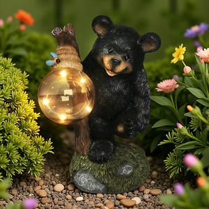 Figurine d'ours personnalisée à énergie solaire, sculpture animale artisanale <span class=keywords><strong>en</strong></span> polyrésine, <span class=keywords><strong>globe</strong></span> <span class=keywords><strong>lumineux</strong></span>, décoration de jardin, décoration de Noël, entreprise - Product Image 6
