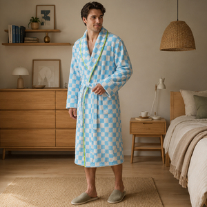 <span class=keywords><strong>Accappatoio</strong></span> in Cotone 100% Tinto in Filo Jacquard, Design di Lusso, Personalizzabile, Super Morbido e Caldo per <span class=keywords><strong>Uomo</strong></span> - Product Image 1