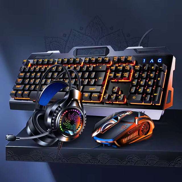 V2G5 104 Key RGB Wired Gaming Mechanical Keyboard Mouse & Headphone Combo with Metal Case for PC Computer