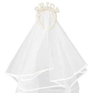 Serre-tête de mariée Hua Liyu avec voile, couronne de lettres en strass, coiffe de mariage pour femme - Product Image 2