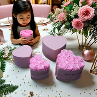 Boîte cadeau personnalisable avec logo, formes et tailles variées, fleurs éternelles en forme de cœur pour la fête des mères et la Saint-Valentin