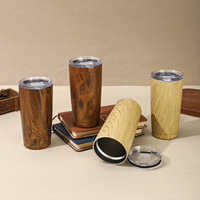 Mug Perjalanan Bambu 20oz dari Supplier, Tumbler Vakum Stainless Steel dengan Tutup Geser Anti Cipratan untuk Kopi, Teh, dan Air
