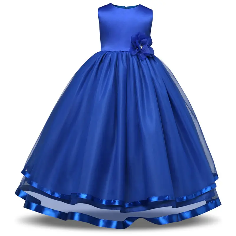 88273 New Fashion Kids Party Wear Dresses Latest Girls Summer Frock Designs Ruffle Dress For Girls Of 7 Years Old