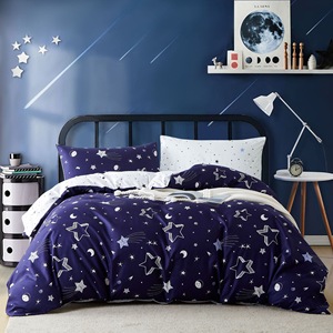 Alfa TEXTIE Qingdao fabrika yorgan yatak örtüsü seti derin mavi renk ve kraliçe kral tam boy 4 parça ile yıldız tabakalanmalar nevresim takımı - Product Image 2