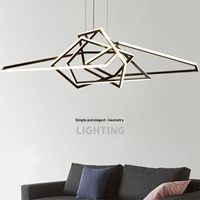 Suspension LED en acier inoxydable doré au design géométrique, style italien minimaliste pour salon et restaurant