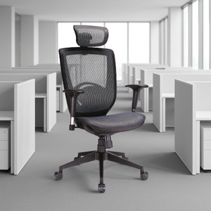 Silla de Oficina Ejecutiva Ergonómica de Diseño Contemporáneo con Malla, Componentes de Plástico y Nailon Balístico, Funciones Ajustables y Función de Balanceo - Product Image 1