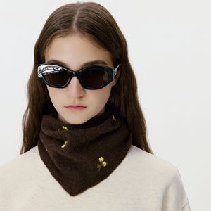 Écharpe triangulaire en <span class=keywords><strong>tricot</strong></span> fin et léger <span class=keywords><strong>pour</strong></span> femmes, couleur marron unie, avec broderie florale, <span class=keywords><strong>pour</strong></span> l'hiver, cache-cou, <span class=keywords><strong>snood</strong></span> - Product Image 5
