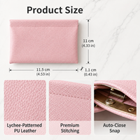 Pochette en cuir PU à fermeture automatique avec cadre à ressort, trousse de maquillage sans fermeture éclair, organiseur de maquillage, étui à stylos et lunettes, logo personnalisé, vente en gros