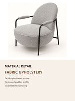Fauteuil lounge moderne en tissu gris, fauteuil d'appoint rembourré avec cadre en métal noir, fauteuil de lecture à dossier bas pour salon