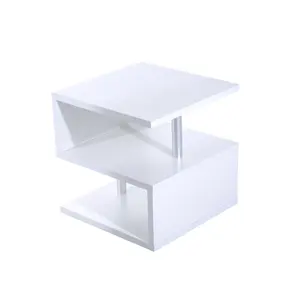 Legno S Forma Cubo Caffè Consolle 2 Tier Mensole Di Immagazzinaggio Organizzatore Libreria Per Ufficio Soggiorno End Desk Stand Display