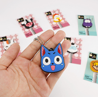 Cadeaux promotionnels personnalisés en gros 3D mignon Anime dessin animé lumineux LED en silicone PVC souple étui à clés de voiture lampe de poche porte-clés