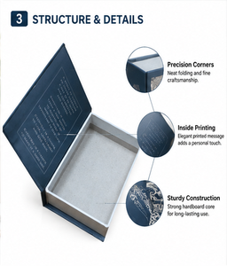 Emballage rigide en forme de livre bleu avec fermeture magnétique, estampage à chaud et impression personnalisée, boîte cadeau magnétique en forme de livre - Product Image 6