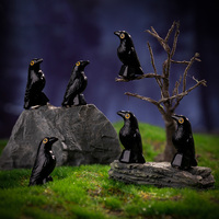 Wholesale Miniature Crows Decor Figures Black Raven Figurine Mini Resin Animals for Holiday Scene Micro Landscape Spooky Party