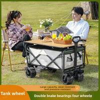 Remorque de camping personnalisée moderne, chariot de pique-nique portable d'extérieur, chariot utilitaire pliable avec table et sac de transport