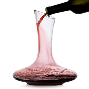 Carafe à vin élégante en cristal sans plomb à bec oblique sans poignée, carafe à ventre rond - Product Image 1