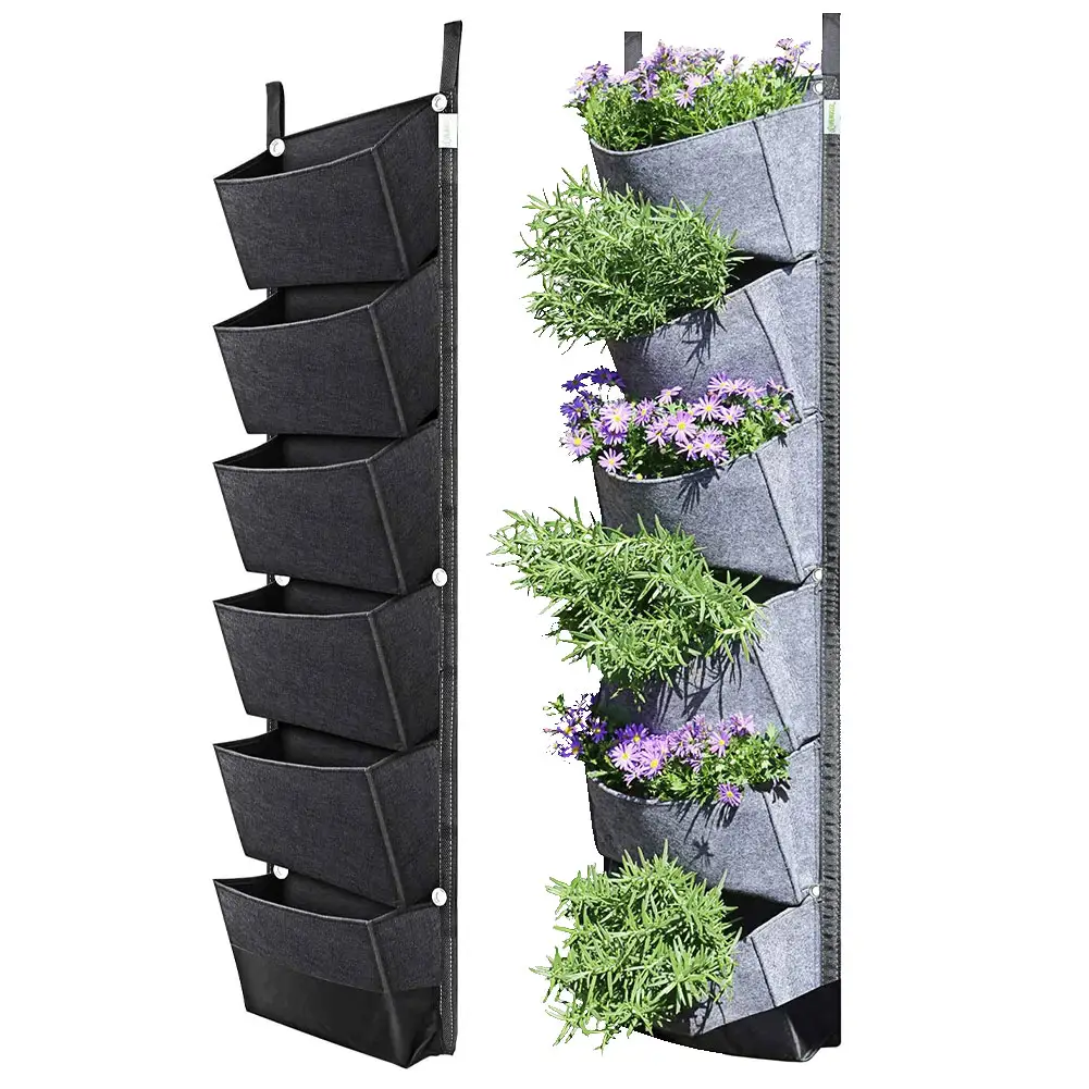 Вертикальный садовый плантатор, мульти Карманный Настенный фетровый мешок для выращивания клубники с креплением на стену
