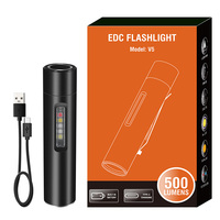 Lampe torche Boruit V5 Mini EDC 500 lumens, mini UV, rechargeable par Type-C, IPX5, avec clip pour la randonnée